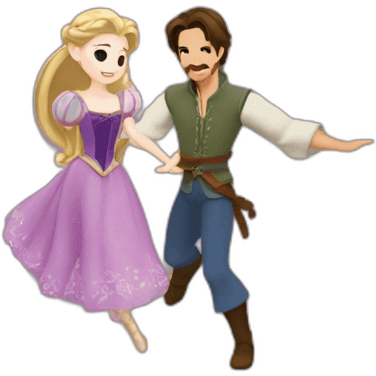 Rapunzel and Flynn Rider dancing anime style emoji