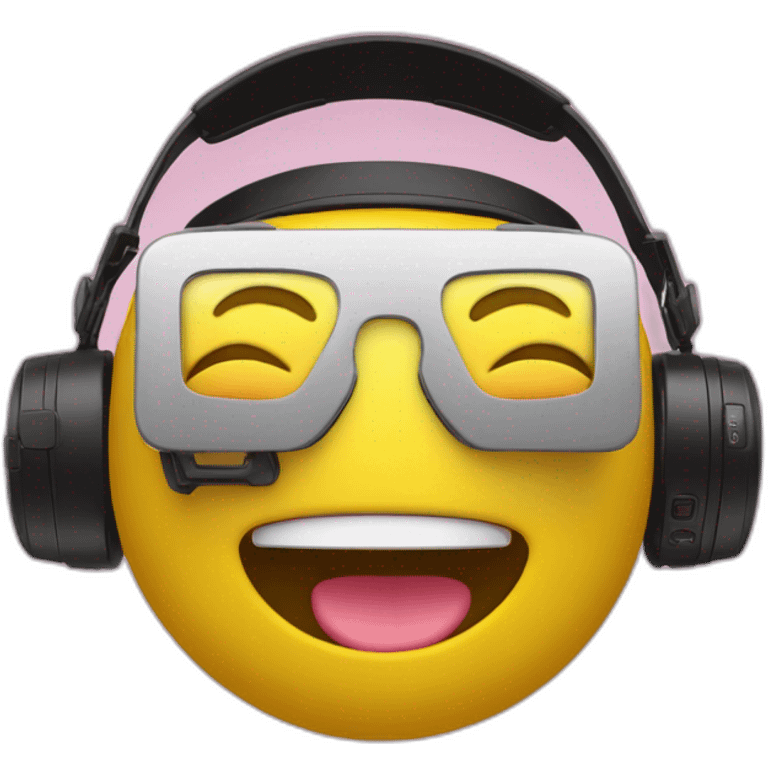 smilie yellow emoji face doning VR headset emoji