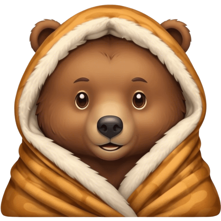 bear cozy in blanket emoji