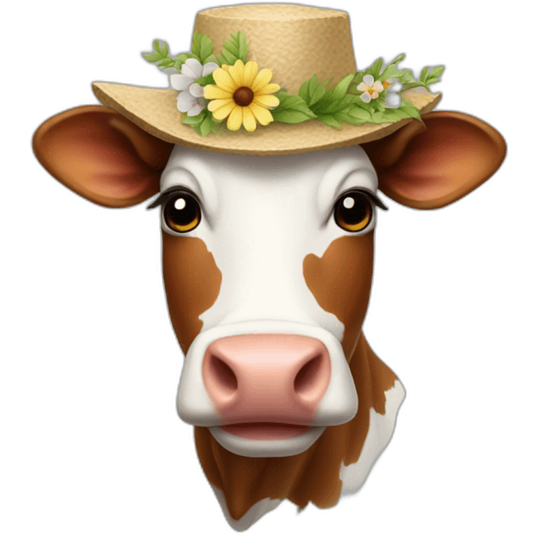 cow with a flower hat emoji