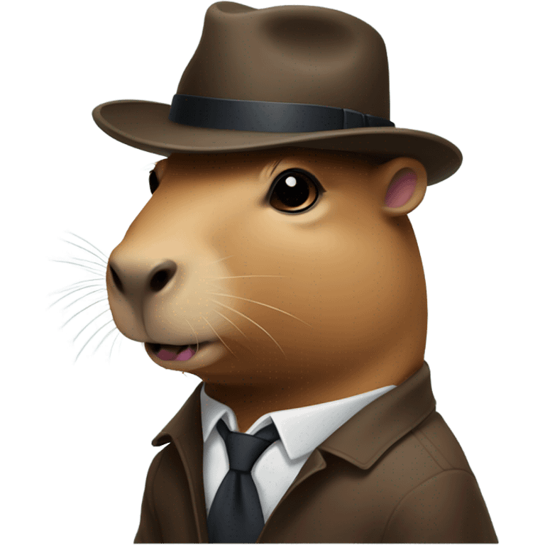 capybara secret agent brown fedora emoji