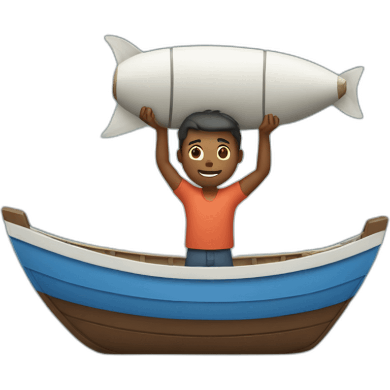 Guy carrying a boat over his head emoji