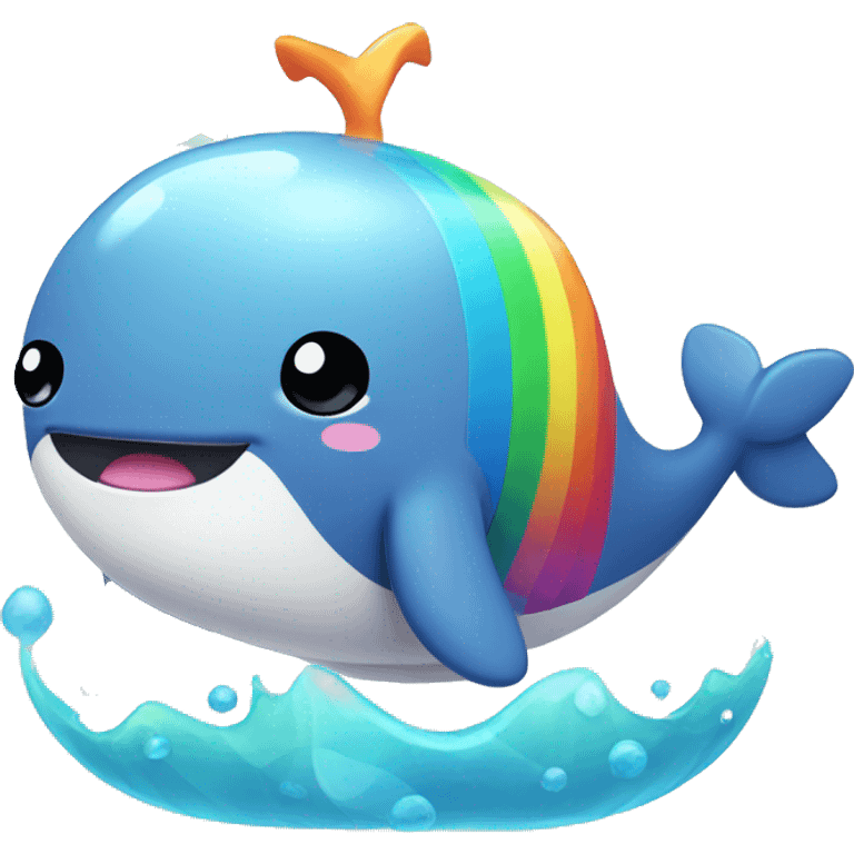 Kawaii whale with rainbow accessories   emoji