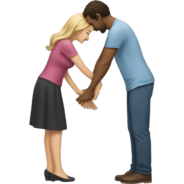 The man bows to the woman emoji