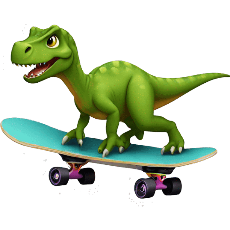 Dinosaur on skateboard emoji