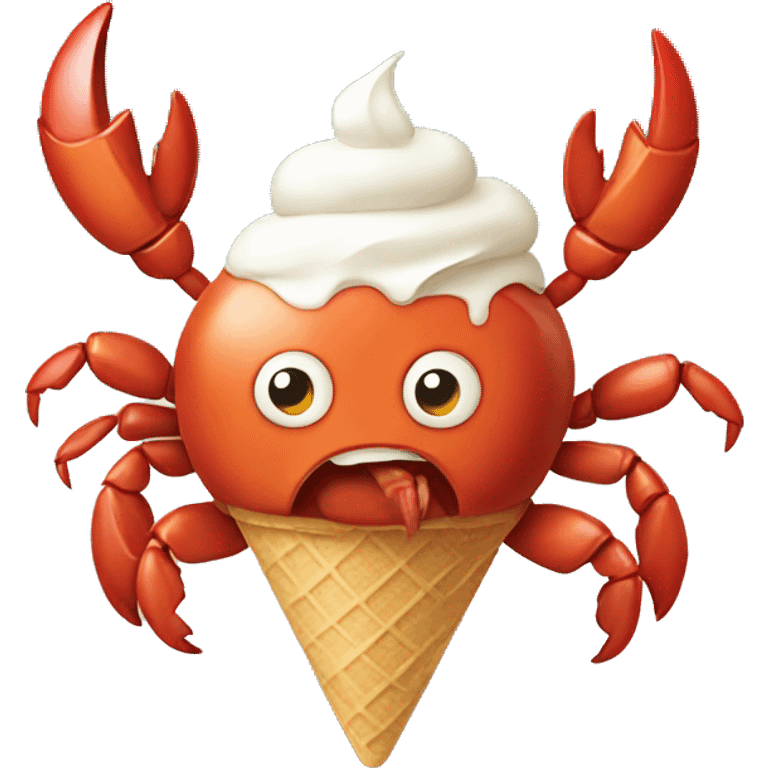 Crab eating icecream emoji