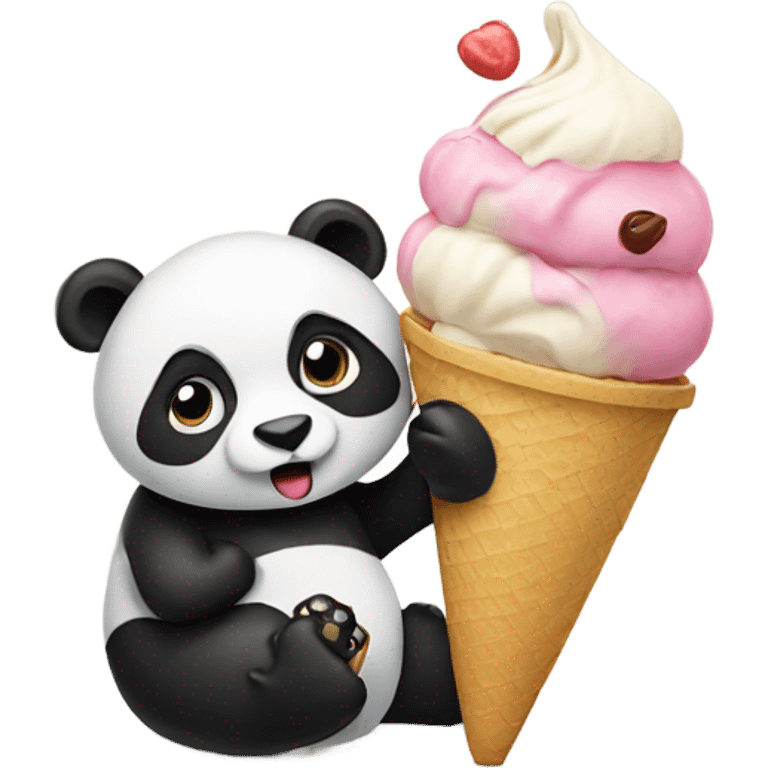 Panda eating ice cream emoji