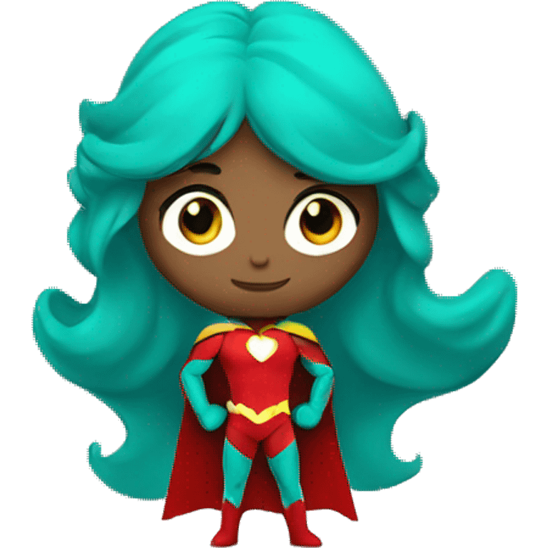 superhero standing with teal and red costume, gender neutral emoji