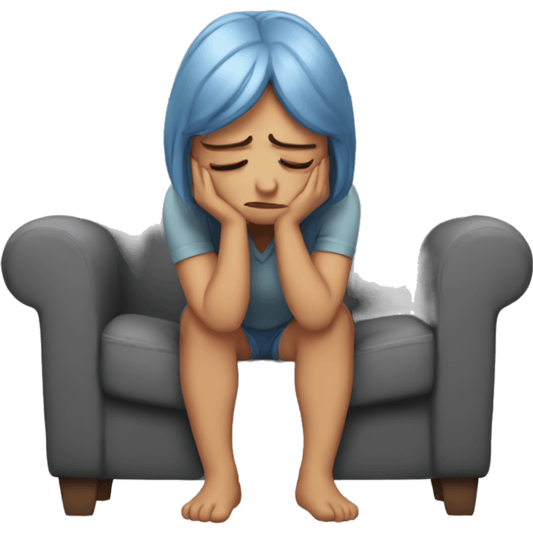 sad cozy girl crying on the couch  emoji