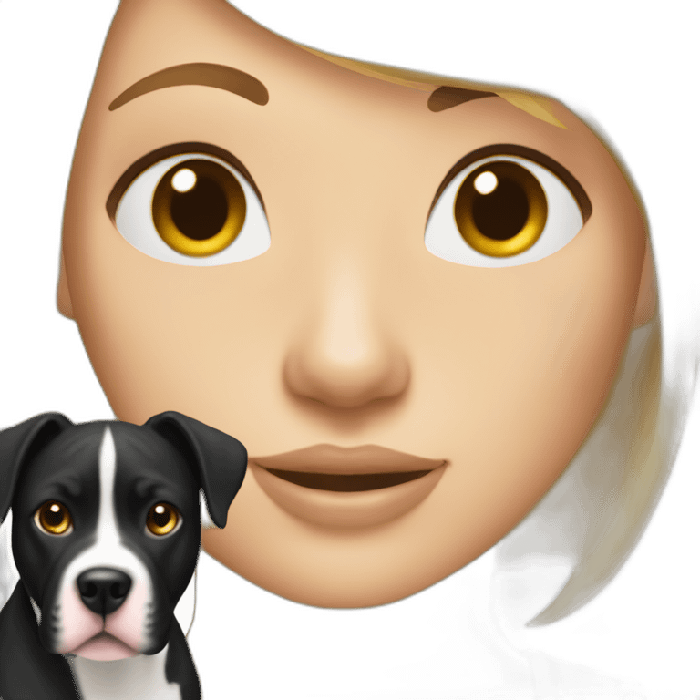 Blond lady with shoulder length bob haircut and a black and white Pitbull emoji