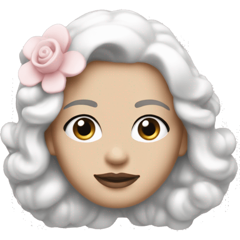 Design a Chanel-inspired emoji with a soft pink and white color palette. emoji