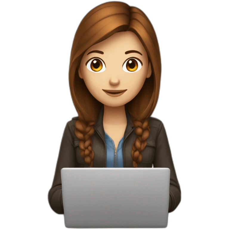 developer girl with laptop brown-hair emoji