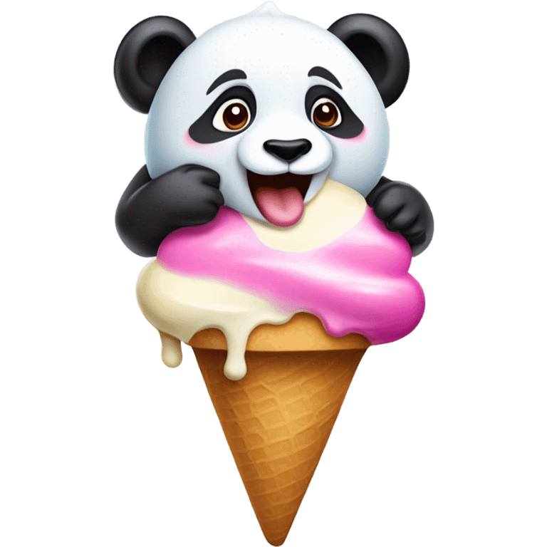 Panda eating ice cream emoji