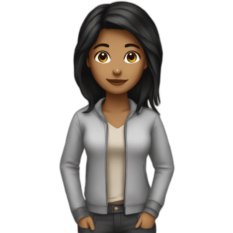 girl programmer black hair emoji