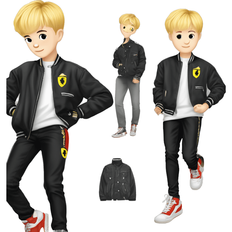 Kpop idol group nct dream name jeno wear a ferrari jacket  emoji