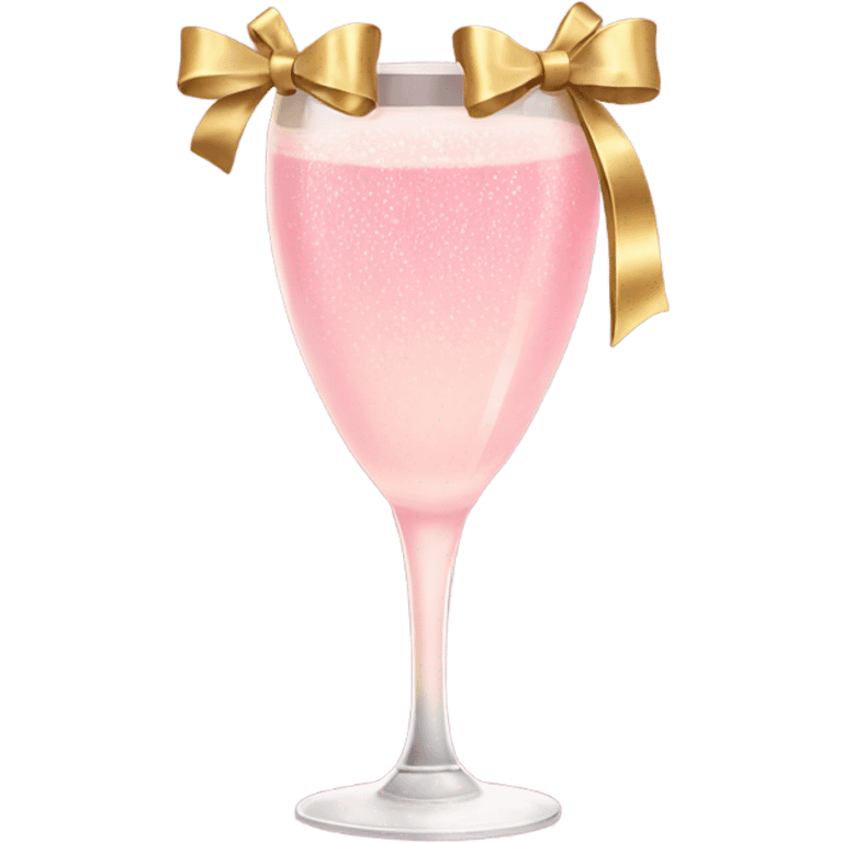 Pink champagne with gold bow emoji