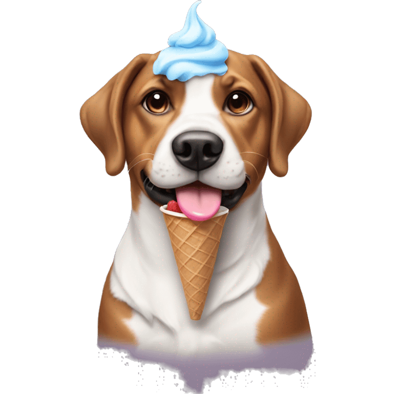 Dog with ice cream cone on head emoji