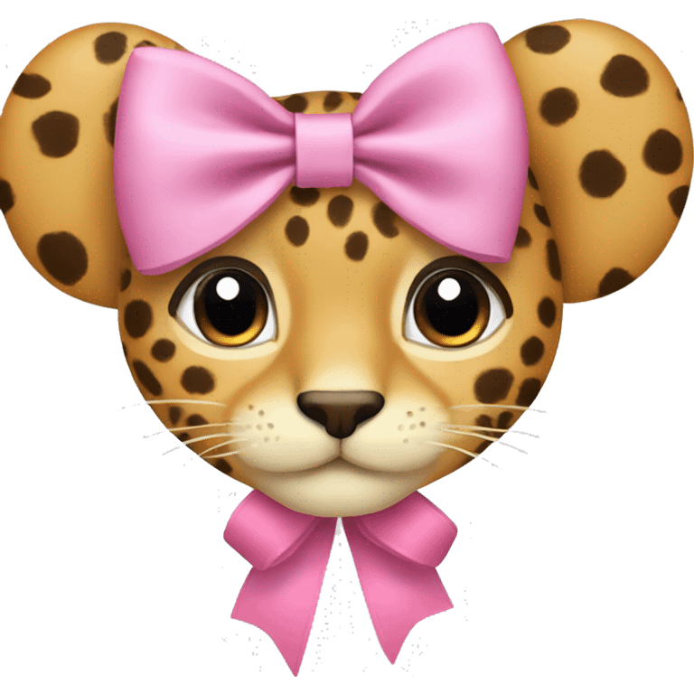 a pink bow with cheetah  design   emoji