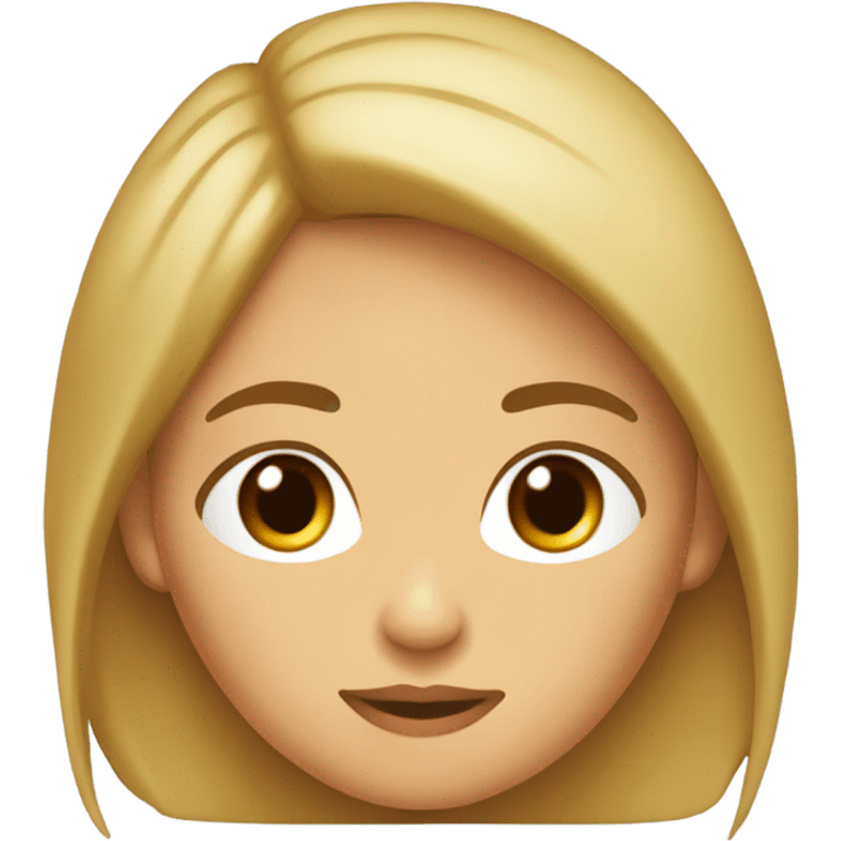 Chica de piel blanca, pelo castaño claro, ojos miel, boca mediana, nariz normal  emoji