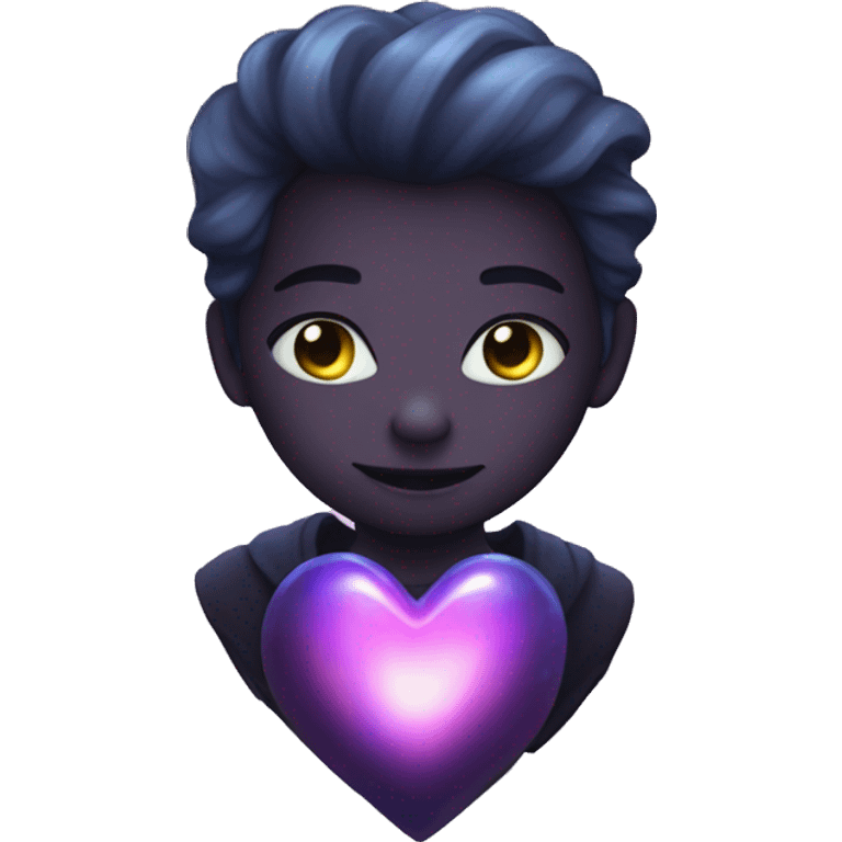 Dark iridescent heart glowing emoji