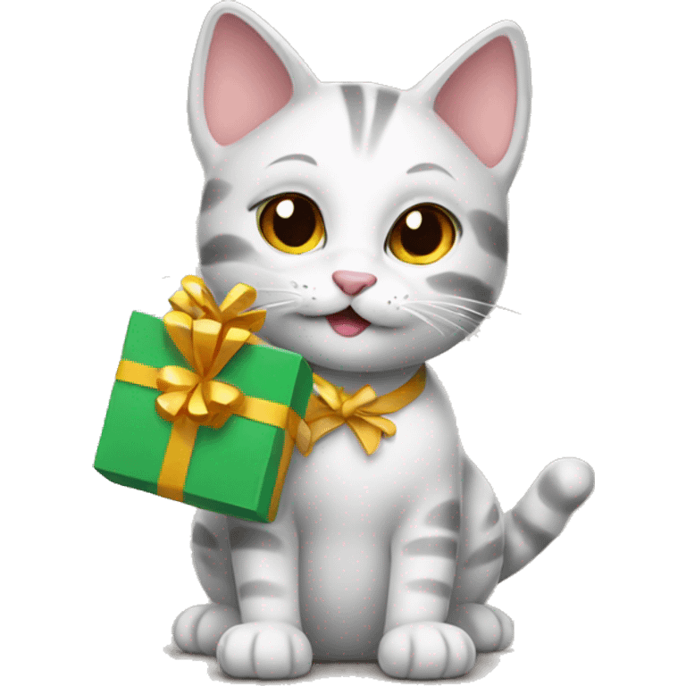 cat with a gift emoji