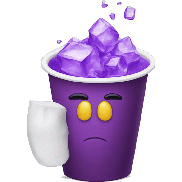 Cup with purple lean in it and ice emoji