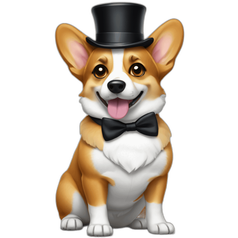 Full body Corgi wearing a monocle and top hat emoji