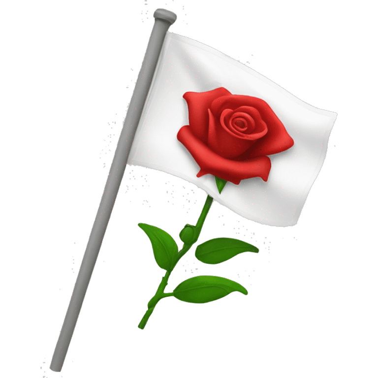 emoji white flag with red rose on the center emoji