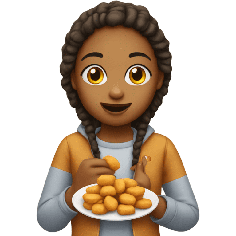 Girl eating chicken nuggets  emoji