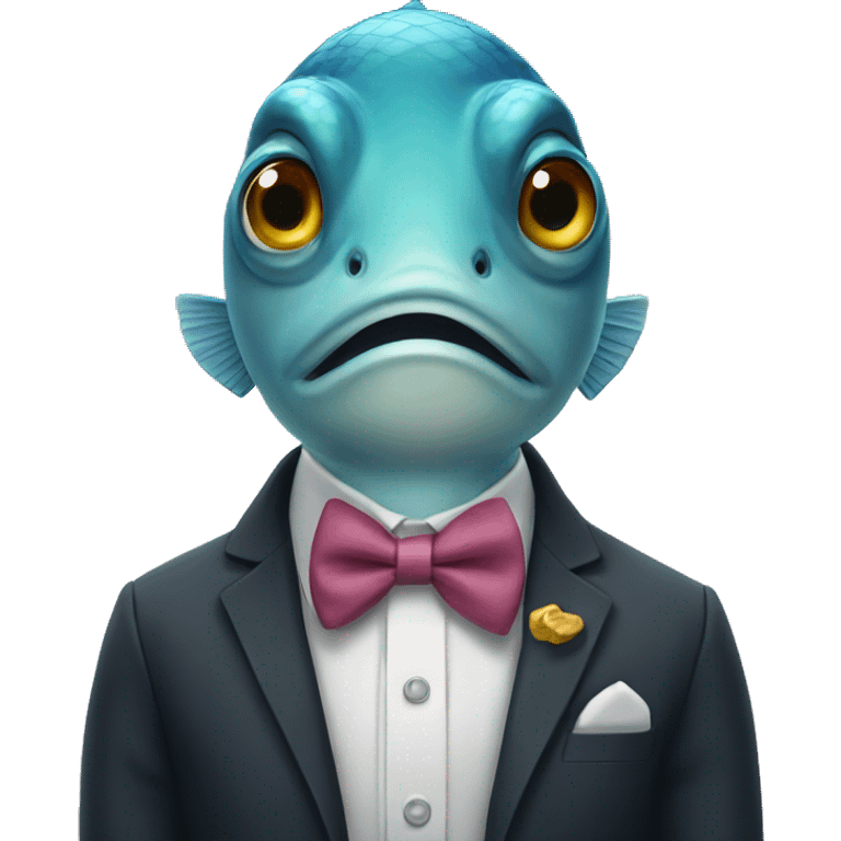 Fish wearing a bow tie emoji