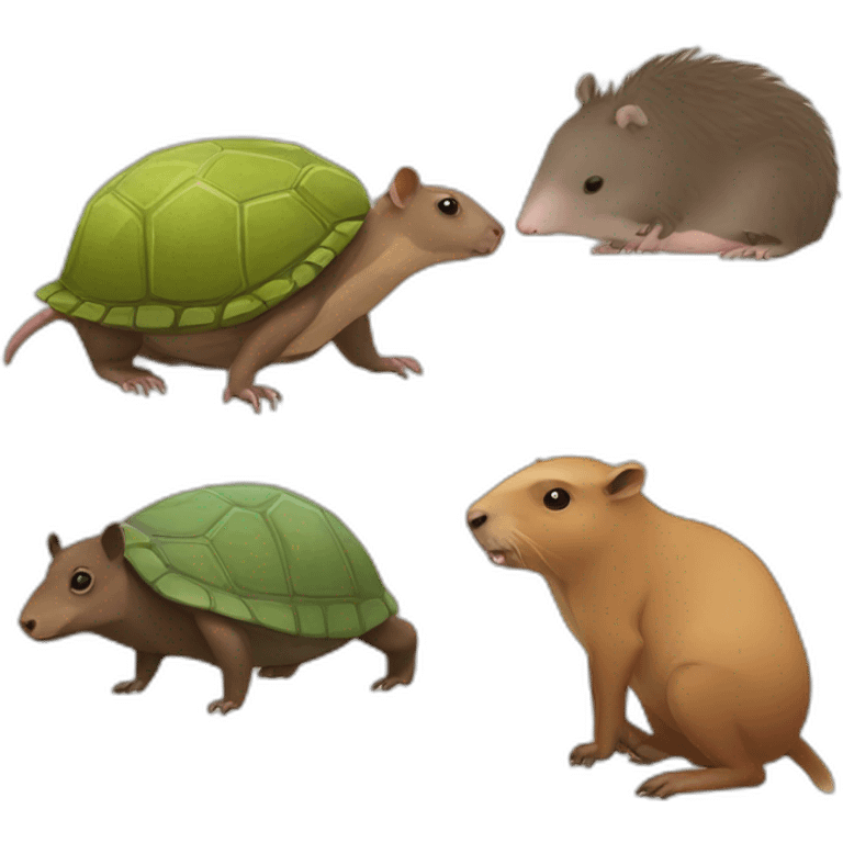 possum, turtle and capybara emoji