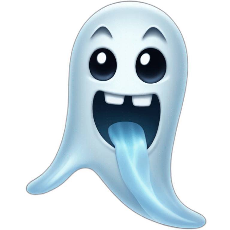 a funny little ghost who sticks out his tongue emoji