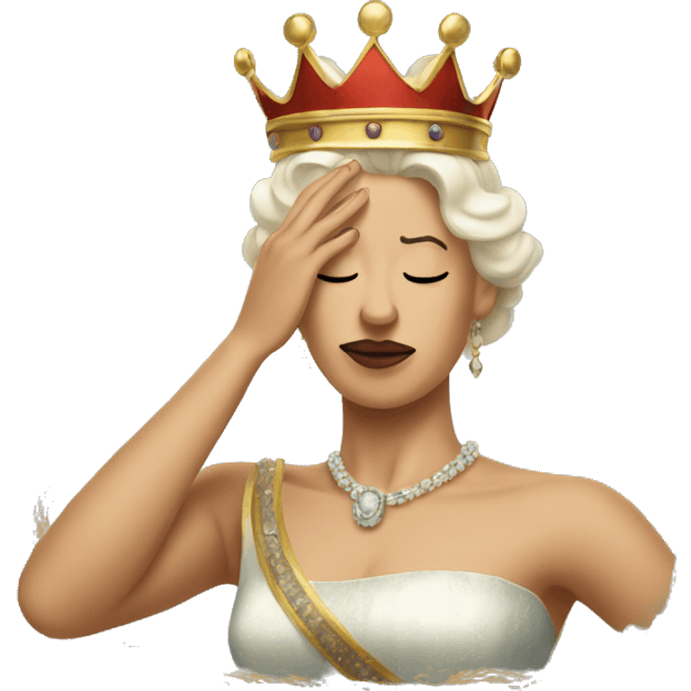 A queen doing a facepalm emoji