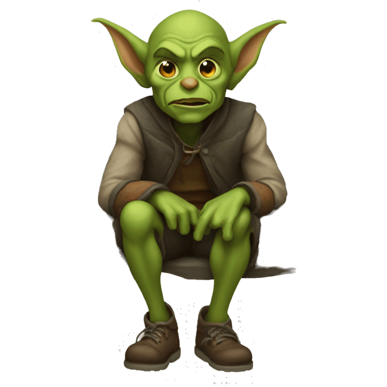 Goblin sitting on a bench emoji