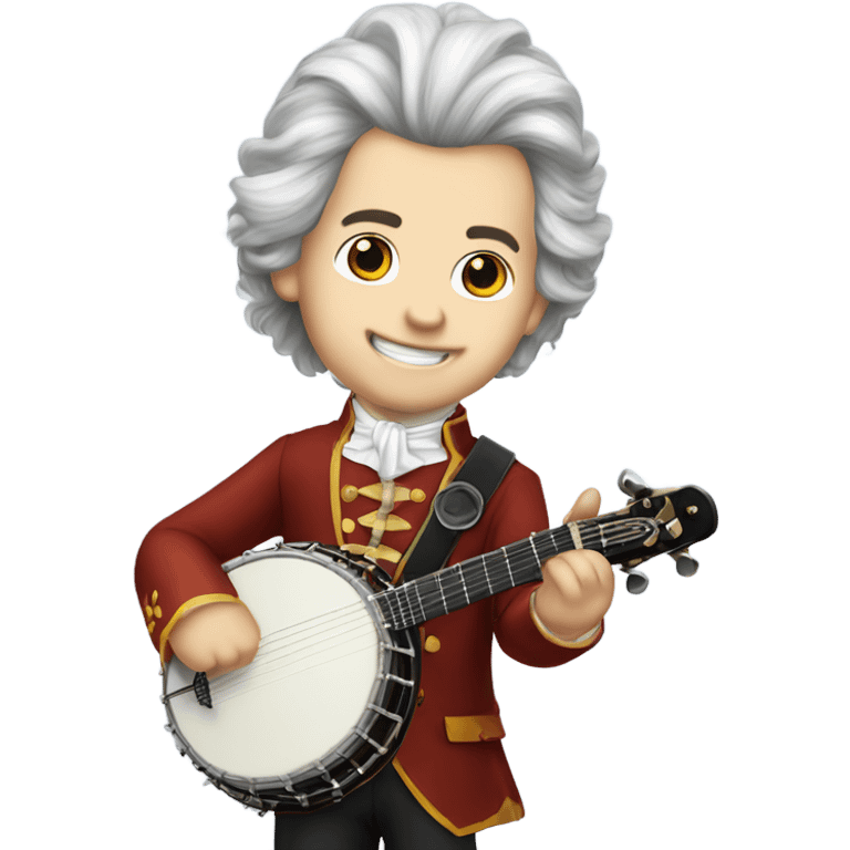 Wolfgang Mozart chibi wig standing young 5-string banjo emoji