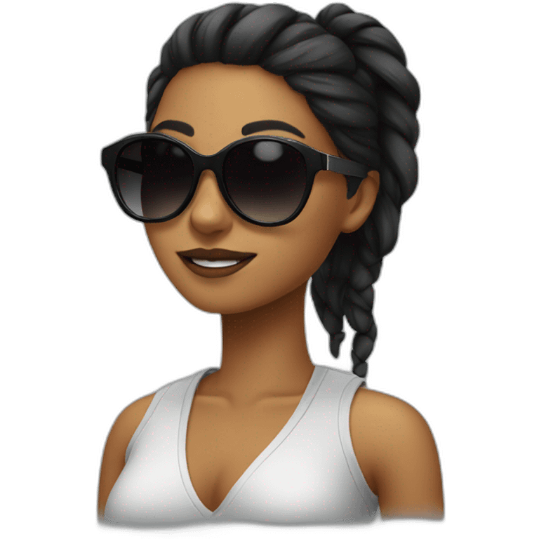 Cool girl with black sunglasses emoji