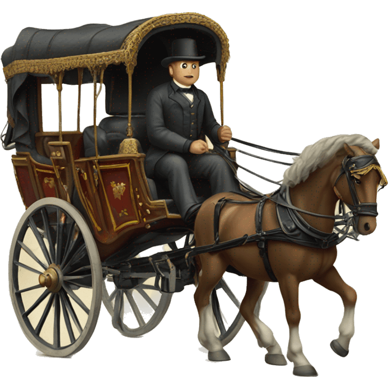 a man sits in a horse-drawn carriage from Russia in the 19th century emoji