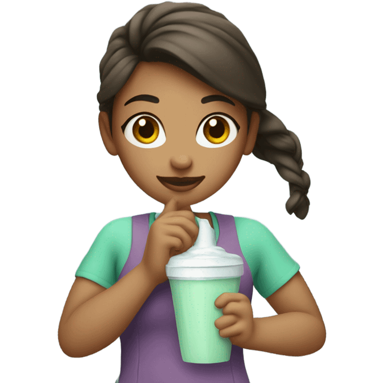 Protein shake girl drink mint clothes emoji