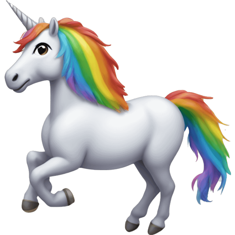 Rainbow, dancing unicorn emoji