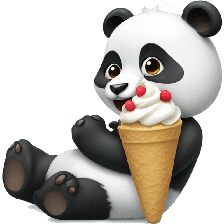 Panda eating ice cream emoji