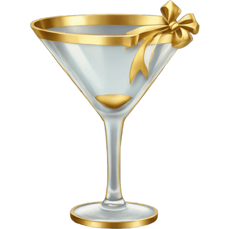 gold rimmed martini glass with tiny gold bows emoji