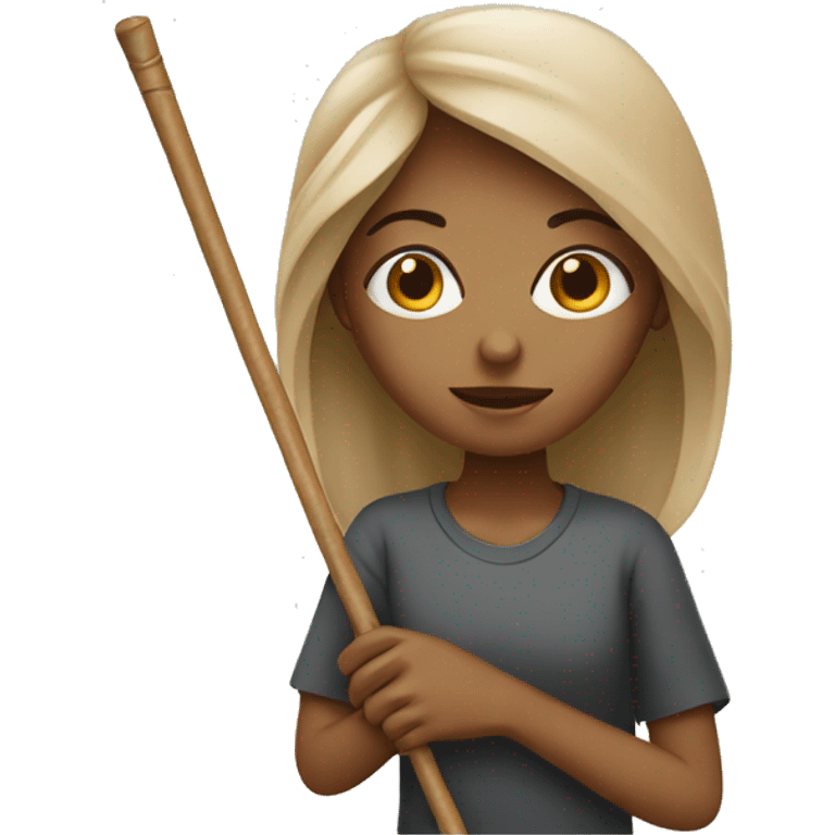 blind girl hold stick emoji