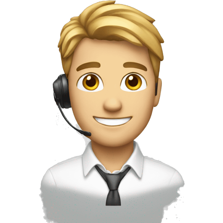 A sales rep smiling and wearing a headset emoji