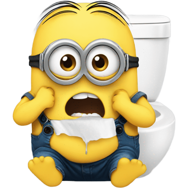 a minion crying sat on the toilet  emoji