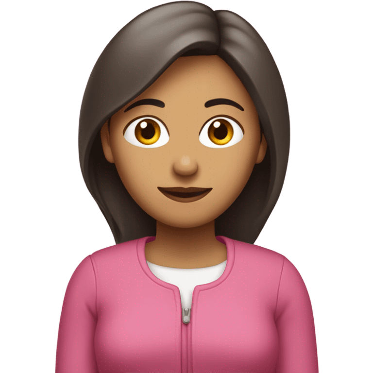 🙎🏽‍♀️ pelo lacio y largo con ropa rosa y cara normal emoji