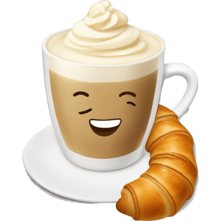 Vanilla latte with a croissant  emoji