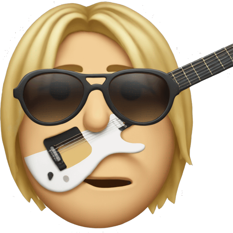 Kurt cobain emoji with sunglasses and acoustic guitar emoji