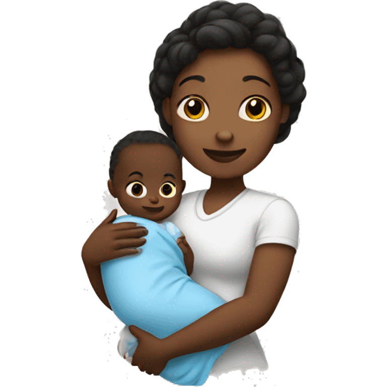 a white skin woman holding a baby emoji