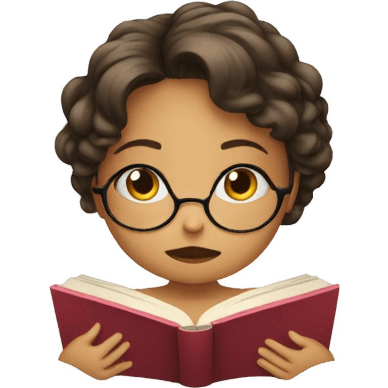 A girl glaring at a book  emoji