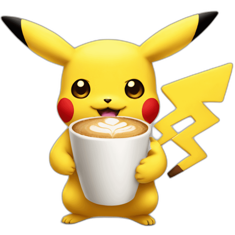 Pikachu drinking coffee emoji